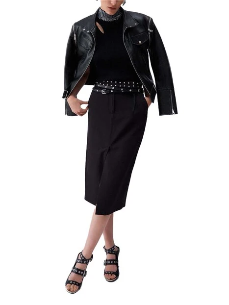 GONNA LUNGA CON BORCHIE APPLICATE DONNA NERO