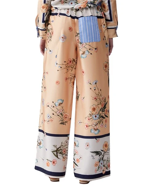 PANTALONI A PALAZZO IN TWILL STAMPATO DONNA BLU