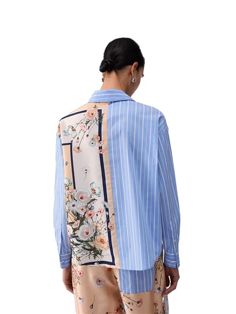 CAMICIA CON FANTASIA CON TASCHINO DONNA BLU