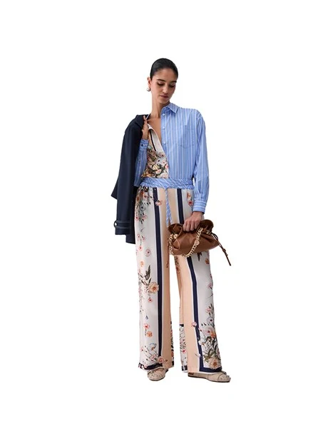 CAMICIA CON FANTASIA CON TASCHINO DONNA BLU