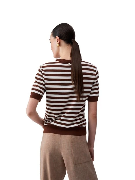 T-SHIRT MANICA CORTA CON FANTASIA DONNA BEIGE