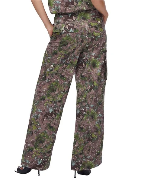 PANTALONI CARGO CON STAMPA DONNA VERDE