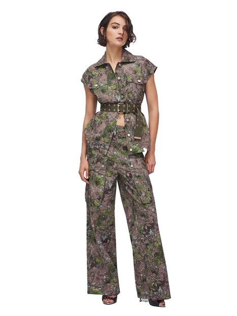 PANTALONI CARGO CON STAMPA DONNA VERDE