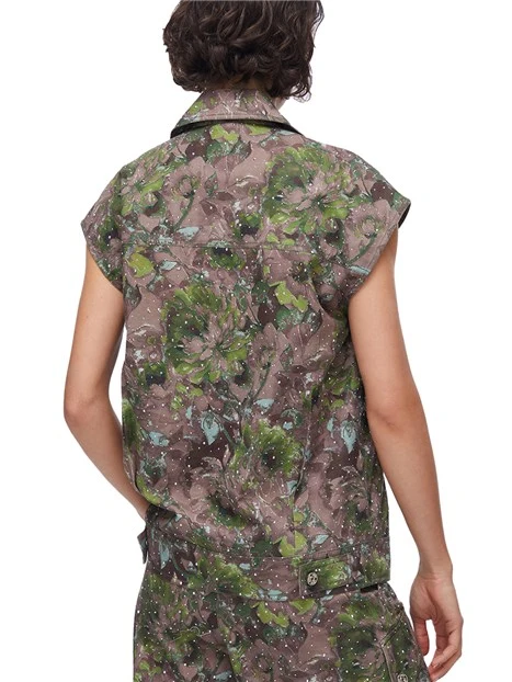 GILET IN COTONE CON STAMPA DONNA VERDE