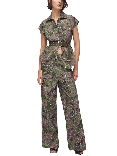 GILET IN COTONE CON STAMPA DONNA VERDE