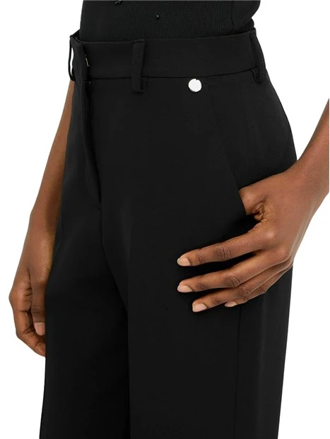 PANTALONI ZAMPA IN COTONE LEGGERO DONNA NERO