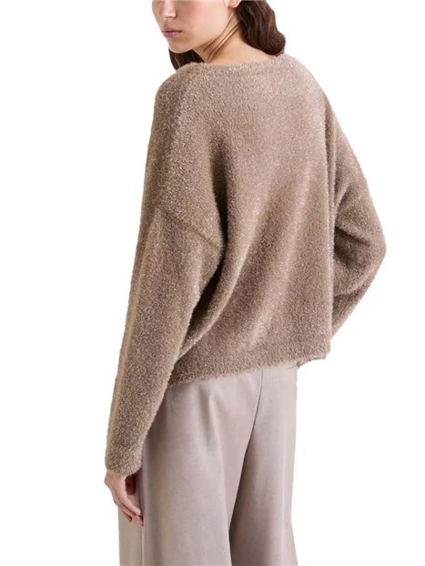 MAGLIA CON SCOLLO A BARCA IN LUREX DONNA MARRONE