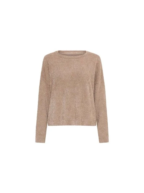 MAGLIA CON SCOLLO A BARCA IN LUREX DONNA MARRONE