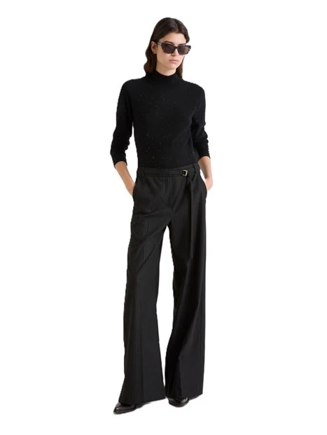 MAGLIA DOLCEVITA CON MICRO PAILLETTE DONNA NERO