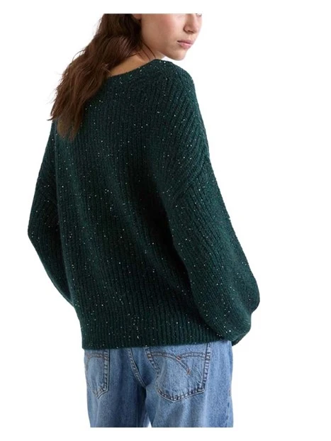 MAGLIA GIROCOLLO IN MISTO MOHAIR E MICRO PAILLETTE DONNA VERDE