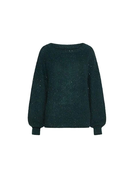 MAGLIA GIROCOLLO IN MISTO MOHAIR E MICRO PAILLETTE DONNA VERDE