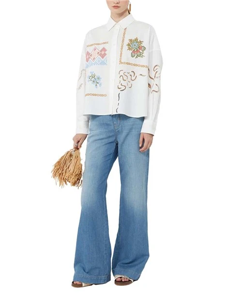 JEANS A ZAMPA IN MISTO COTONE DONNA BLU