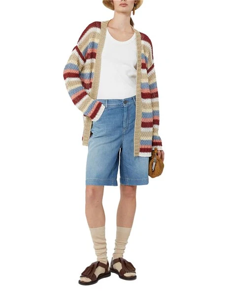 JEANS CROPPED CON BASCHINA SUL RETRO DONNA BLU