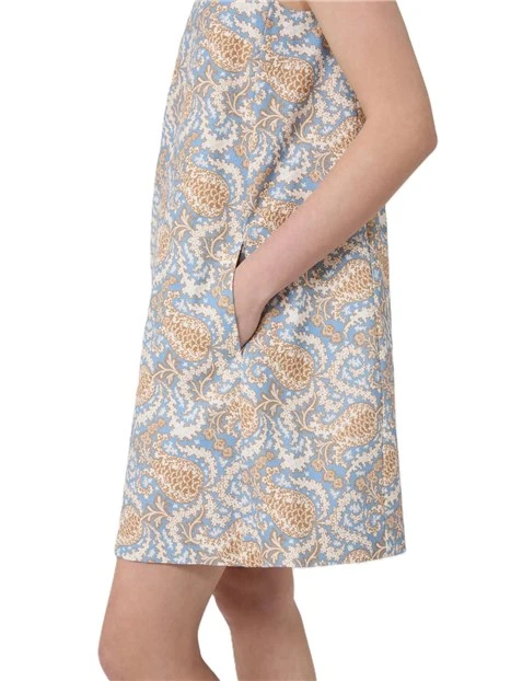 VESTITO CORTO IN STUOIA DI COTONE DONNA AZZURRO