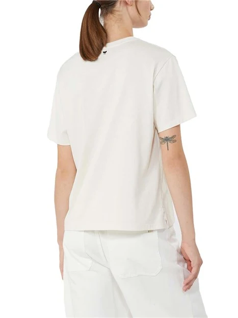 T-SHIRT MANICA CORTA CON SPAMPE FANTASIA DONNA ECRU'