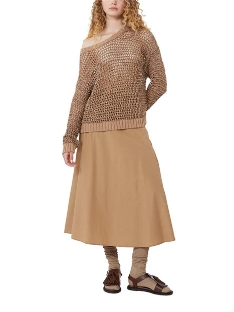 GONNA LUNGA CON TASCHE E ZIP INVISIBILE DONNA CUOIO