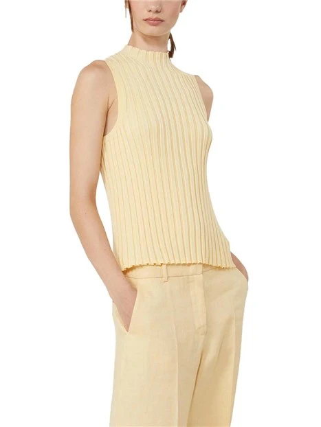 TOP SMANICATO A COSTINE DONNA GIALLO