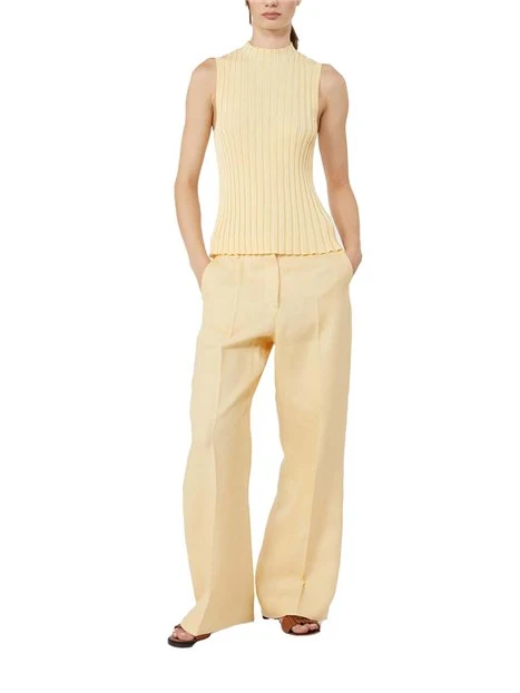 TOP SMANICATO A COSTINE DONNA GIALLO