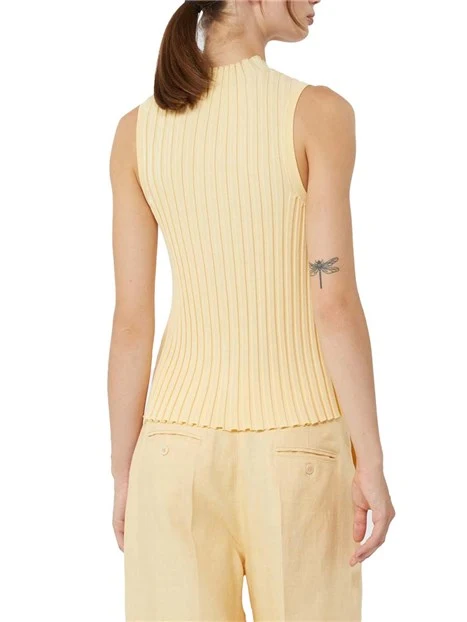 TOP SMANICATO A COSTINE DONNA GIALLO