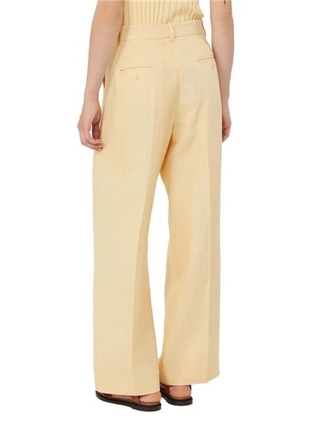PANTALONI PALAZZO CHIUSURA GANCETTO DONNA GIALLO