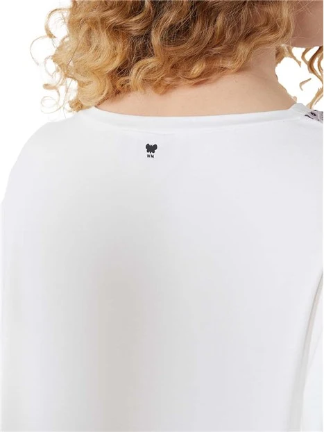 T-SHIRT MANICA CORTA CON STAMPA FANTASIA BANDANA DONNA BIANCO