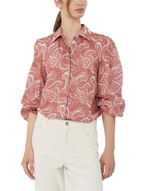 CAMICIA MANICHE A PALLONCINO DONNA ROSSO