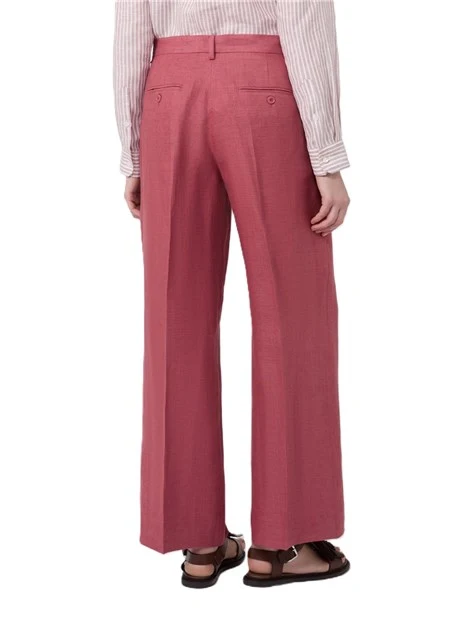 PANTALONE PALAZZO IN LINO CON PINCES DONNA ROSSO