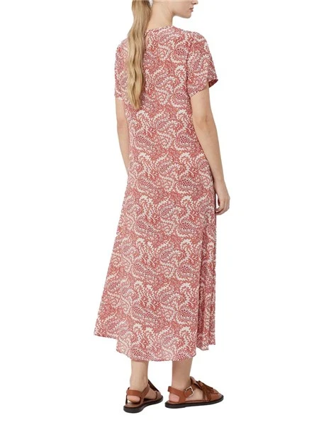 VESTITO LUNGO GIROCOLLO CHIUSURA A GOCCIA DONNA ROSSO