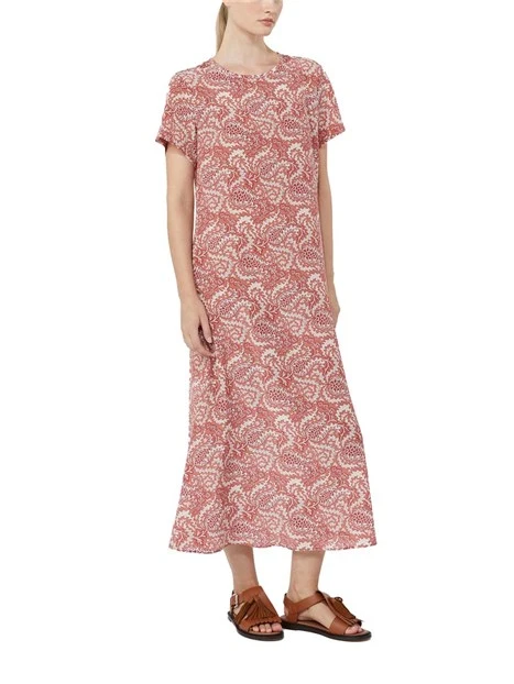 VESTITO LUNGO GIROCOLLO CHIUSURA A GOCCIA DONNA ROSSO