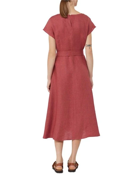 VESTITO LUNGO IN LINO TAGLIO ASIMMETRICO DONNA ROSSO