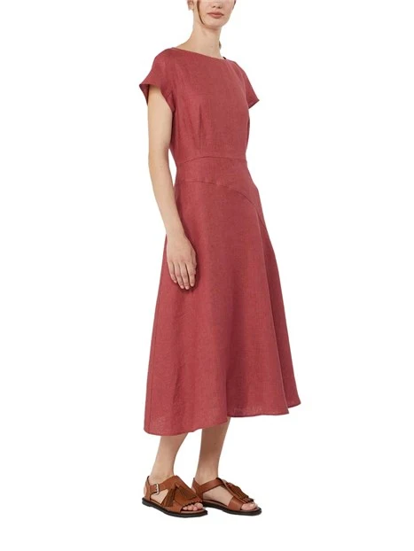 VESTITO LUNGO IN LINO TAGLIO ASIMMETRICO DONNA ROSSO