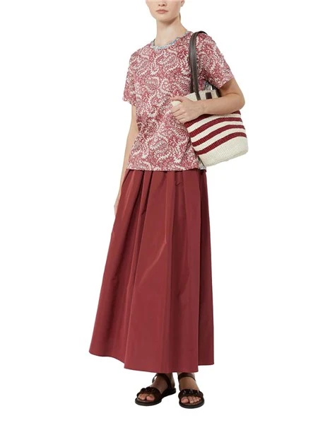 T-SHIRT MANICA CORTA IN COTONE A FANTASIA DONNA ROSSO