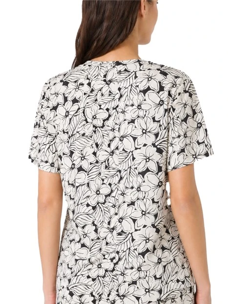 T-SHIRT MANICA CORTA IN COTONE A FANTASIA DONNA AVORIO