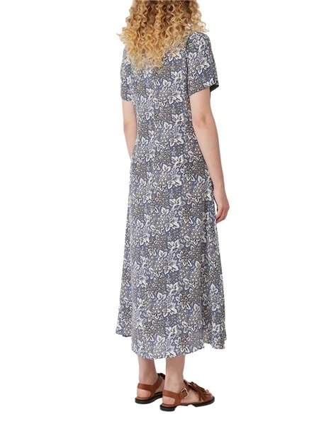 VESTITO LUNGO GIROCOLLO CHIUSURA A GOCCIA DONNA BLU