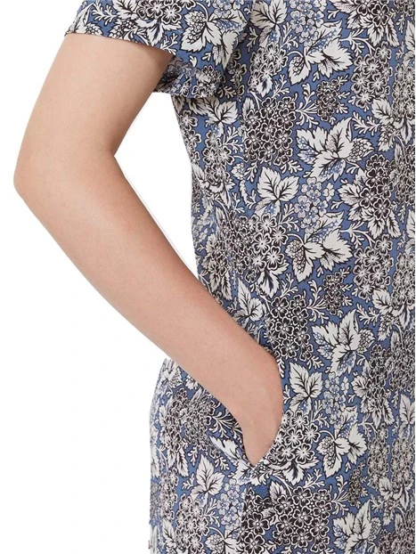 VESTITO LUNGO GIROCOLLO CHIUSURA A GOCCIA DONNA BLU