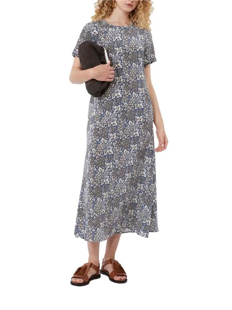 VESTITO LUNGO GIROCOLLO CHIUSURA A GOCCIA DONNA BLU