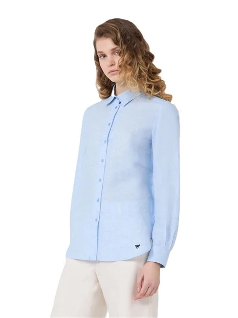 CAMICIA COLLETTO A PUNTA DONNA AZZURRO