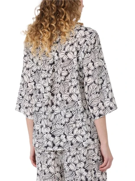 BLUSA CON FANTASIA FLOREALE DONNA NERO