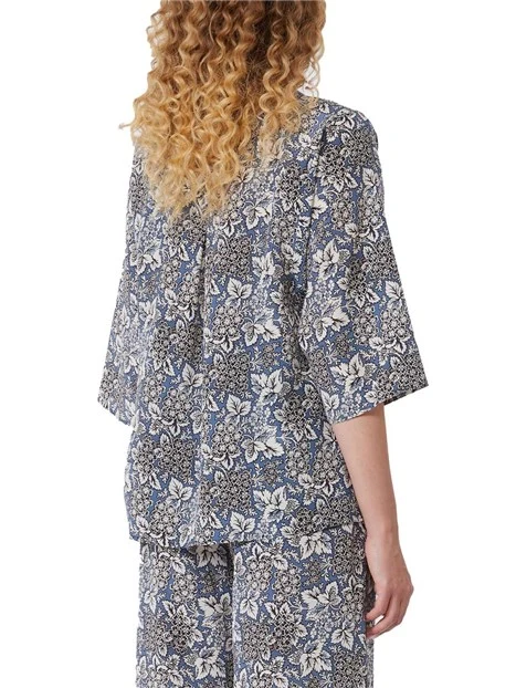 BLUSA CON FANTASIA FLOREALE DONNA BLU