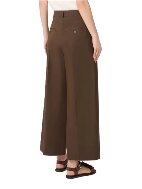 PANTALONI CROPPED IN GARBADINA DI COTONE STRETCH DONNA MARRONE