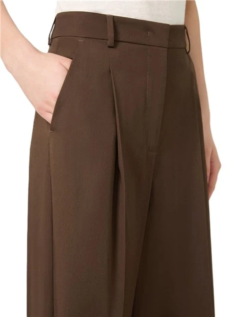 PANTALONI CROPPED IN GARBADINA DI COTONE STRETCH DONNA MARRONE