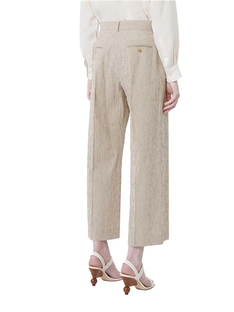 PANTALONI CHINO A RIGHE DONNA BEIGE