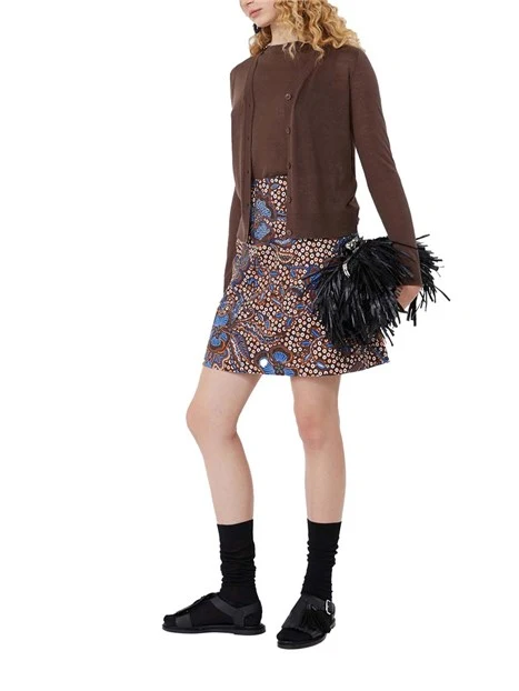 TOP SMANICATO GIROCOLLO IN SETA E LINO DONNA MARRONE