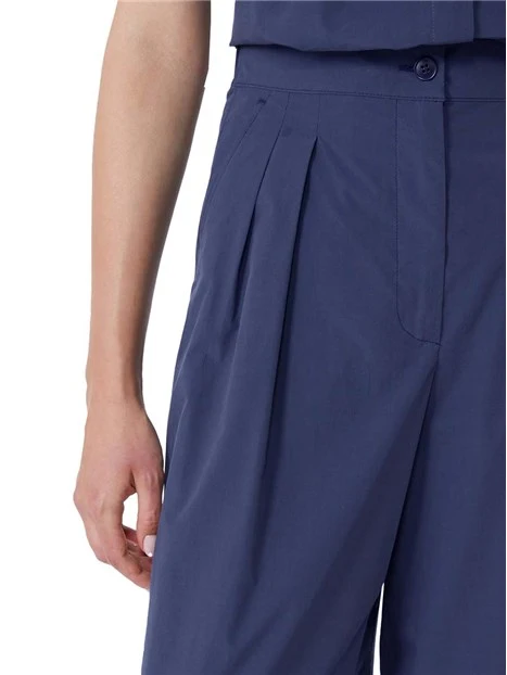 PANTALONI PALAZZO IN PURO COTONE  CON ELASTICO DONNA BLU