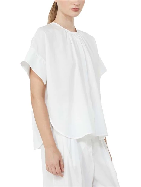 CAMICIA GIROCOLLO CON SPACCHI LATERALI DONNA BIANCO