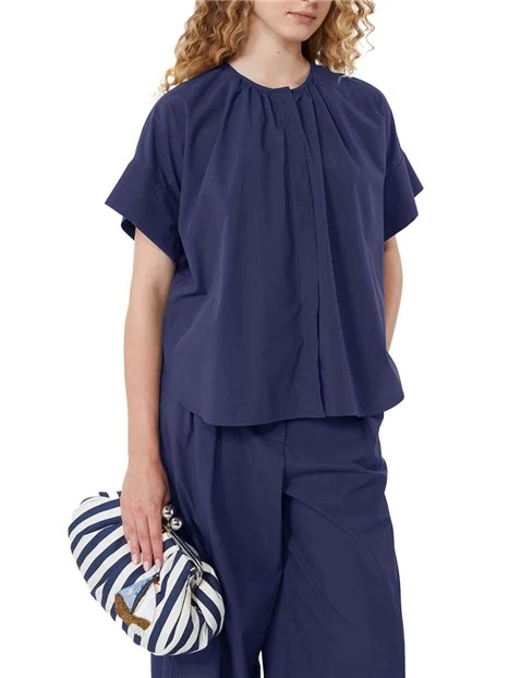 CAMICIA GIROCOLLO CON SPACCHI LATERALI DONNA BLU