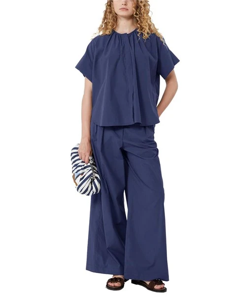 CAMICIA GIROCOLLO CON SPACCHI LATERALI DONNA BLU