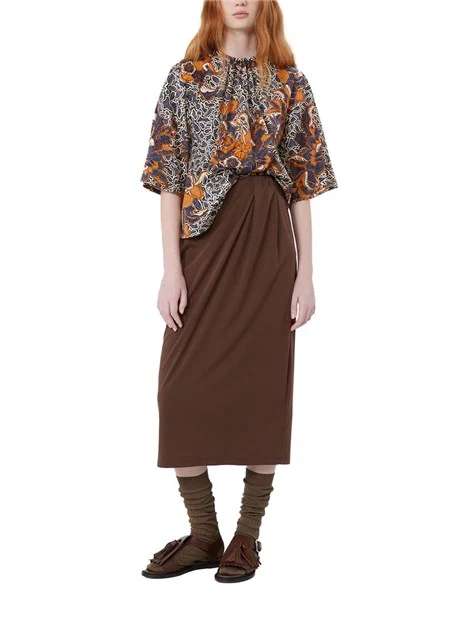 GONNA LUNGA CIN DRAPPEGGIO LATERALE DONNA MARRONE