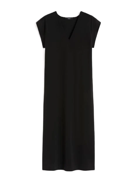 VESTITO LUNGO CON SCOLLO A V E MANICHE AD ALETTA DONNA MARRONE