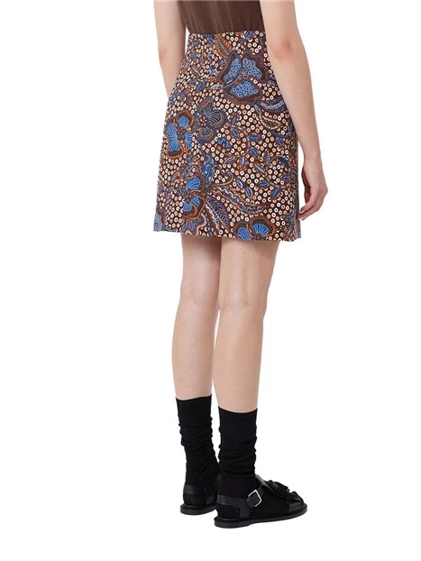 GONNA CORTA STAMPATA CON ZIP INVISIBILE DONNA MARRONE